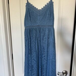 Blue Lace Midi Dress